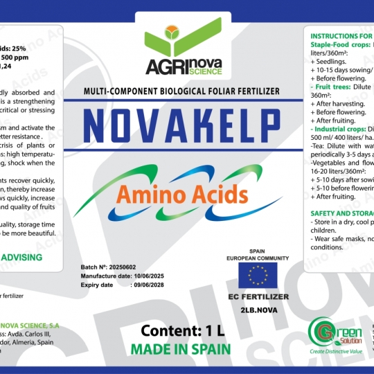 Phân bón lá sinh học nhiều thành phần - NOVAKELP (1L 2LB.NOVA) - Spain