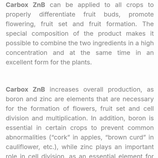 SP MỚI PHÂN BÓN LÁ - CARBOX Zn-B (5% B + 5% Zn + 0,25% Mo ) Hy Lạp